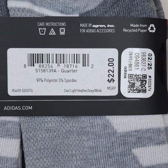 Adidas Womens Cushioned AeroReady Ankle Socks 6 Pair Shoe Size 5-10 Gray - Picture 7 of 8